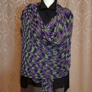 Hand made crochet wrap.  Can be used as cover up, shawl, scarf, wrap dress.